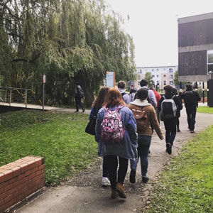 Pupils walking to Chester International School